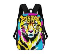 sinyumoney Sac À Dos Scolaire Imprimé En 3D Pour Enfants Vibrant Leopard Portrait, Sac À Dos De Voyage Haute Capacité Pour Enfants, Sac À Livres, Sac D'école 17inch