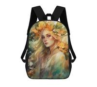 sinyumoney Sac À Dos Scolaire Imprimé En 3D Pour Enfants Watercolor Floral Portrait, Grande Capacité, Idéal Pour Les Voyages, Tendance Et Décontracté 17inch