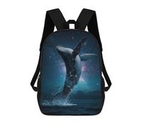 sinyumoney Sac À Dos Scolaire Imprimé En 3D Pour Enfants Whale Breaching in Starry Night Sky, Grande Capacité, Idéal Pour Les Voyages, Tendance Et Décontracté 17inch