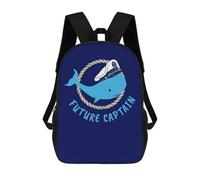 sinyumoney Sac À Dos Scolaire Imprimé En 3D Pour Enfants Whale Kids Future Captain, Grande Capacité, Idéal Pour Les Voyages, Tendance Et Décontracté 17inch