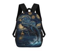 sinyumoney Sac À Dos Scolaire Imprimé En 3D Pour Enfants Whale Under Starry Night Sacs À Livres, Sacs De Voyage Scolaires Grande Capacité Pour Enfants/étudiants/adultes 17inch