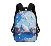 sinyumoney Sac À Dos Scolaire Imprimé En 3D Pour Enfants White Cat on Blue Wall Sacs À Livres, Sacs De Voyage Scolaires Grande Capacité Pour Enfants/étudiants/adultes 17inch