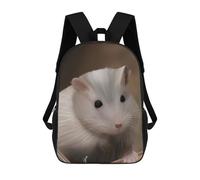 sinyumoney Sac À Dos Scolaire Imprimé En 3D Pour Enfants White Hamster Portrait, Grande Capacité, Idéal Pour Les Voyages, Tendance Et Décontracté 17inch