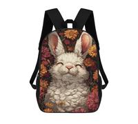 sinyumoney Sac À Dos Scolaire Imprimé En 3D Pour Enfants White Rabbit in Flowers Grande Capacité, Sac De Voyage, Sac À Dos Tendance Pour Enfants, Sac À Dos Décontracté 17inch