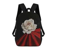 sinyumoney Sac À Dos Scolaire Imprimé En 3D Pour Enfants White Rose on Red, Grande Capacité, Idéal Pour Les Voyages, Tendance Et Décontracté 17inch