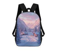 sinyumoney Sac À Dos Scolaire Imprimé En 3D Pour Enfants Winter Cabin in Mountains, Sac À Dos De Voyage Haute Capacité Pour Enfants, Sac À Livres, Sac D'école 17inch