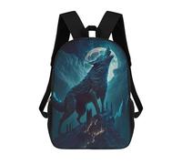 sinyumoney Sac À Dos Scolaire Imprimé En 3D Pour Enfants Wolf Howling at Moon, Sac À Dos De Voyage Haute Capacité Pour Enfants, Sac À Livres, Sac D'école 17inch