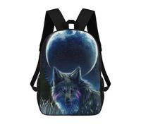 sinyumoney Sac À Dos Scolaire Imprimé En 3D Pour Enfants Wolf Under The Moon Sac À Dos Scolaire Pour Enfants, Sac De Voyage, Sac À Livres Tendance, Grand Sac À Dos De Grande Capacité 17inch