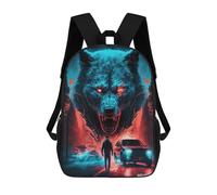 sinyumoney Sac À Dos Scolaire Imprimé En 3D Pour Enfants Wolf Vs. Man Forest Standoff, Sac À Dos De Voyage Haute Capacité Pour Enfants, Sac À Livres, Sac D'école 17inch