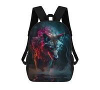 sinyumoney Sac À Dos Scolaire Imprimé En 3D Pour Enfants Wolf Water Neon Smoke Art Sacs À Livres, Sacs De Voyage Scolaires Grande Capacité Pour Enfants/étudiants/adultes 17inch