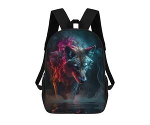 sinyumoney Sac À Dos Scolaire Imprimé En 3D Pour Enfants Wolf Water Neon Smoke Art Sacs À Livres, Sacs De Voyage Scolaires Grande Capacité Pour Enfants/étudiants/adultes 17inch