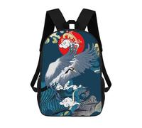 sinyumoney Sac À Dos Scolaire Japanese Crane Art Sac À Dos Scolaire Enfant Imprimé En 3D, Sac De Voyage Tendance, Sac D'école Garçon 17inch