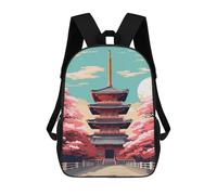 sinyumoney Sac À Dos Scolaire Japanese Temple Sakura Art Sac À Livres Pour Garçons Et Filles Sac D'école Sac Pour L'université Sac De Voyage D'affaires Sac De Travail 17inch
