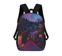 sinyumoney Sac À Dos Scolaire Japanese Village Retrowave Sac À Livres Pour Garçons Et Filles Sac D'école Sac Pour L'université Sac De Voyage D'affaires Sac De Travail 17inch