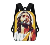 sinyumoney Sac À Dos Scolaire Jesus Christ Portrait Sac À Dos Scolaire Enfant Imprimé En 3D, Sac De Voyage Tendance, Sac D'école Garçon 17inch