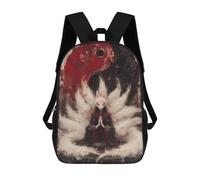 sinyumoney Sac À Dos Scolaire Kitsune with Yin Yang Sac À Livres Pour Garçons Et Filles Sac D'école Sac Pour L'université Sac De Voyage D'affaires Sac De Travail 17inch