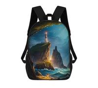 sinyumoney Sac À Dos Scolaire Lighthouse Ocean Cliff Sac À Livres Pour Garçons Et Filles Sac D'école Sac Pour L'université Sac De Voyage D'affaires Sac De Travail 17inch