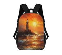 sinyumoney Sac À Dos Scolaire Lighthouse Sunset Sac À Livres Pour Garçons Et Filles, Sac D'école, Sac Pour Étudiants, Sac De Voyage D'affaires, Sac De Travail 17inch