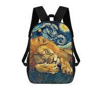 sinyumoney Sac À Dos Scolaire Lion Sleeping Under Starry Night Sky Sac À Dos Scolaire Enfant Imprimé En 3D, Sac De Voyage Tendance, Sac D'école Garçon 17inch