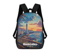 sinyumoney Sac À Dos Scolaire Montevideo Uruguay Cityscape at Sunset Sac À Dos Scolaire Enfant Imprimé En 3D, Sac De Voyage Tendance, Sac D'école Garçon 17inch