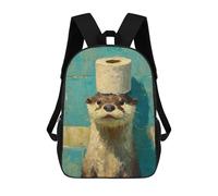 sinyumoney Sac À Dos Scolaire Otter with Toilet Paper Hat Painting Sac À Dos Scolaire Enfant Imprimé En 3D, Sac De Voyage Tendance, Sac D'école Garçon 17inch