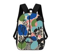 sinyumoney Sac À Dos Scolaire Paris Eiffel Tower Colorful Illustration Sac À Dos Scolaire Enfant Imprimé En 3D, Sac De Voyage Tendance, Sac D'école Garçon 17inch