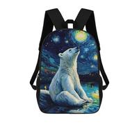 sinyumoney Sac À Dos Scolaire Polar Bear Under Starry Night Sac À Dos Scolaire Enfant Imprimé En 3D, Sac De Voyage Tendance, Sac D'école Garçon 17inch