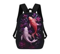 sinyumoney Sac À Dos Scolaire Pour Enfants 2 Koi Fish Sac À Dos Décontracté Pour Les Voyages, Imprimé En 3D, Pour Garçons Et Filles, Grande Capacité 17inch