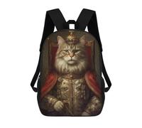 sinyumoney Sac À Dos Scolaire Pour Enfants Anthropomorphic King Cat Sac À Dos Scolaire Pour Enfants, Style Décontracté Et Tendance, Imprimé En 3D, Amusant Et Original 17inch