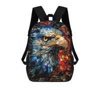 sinyumoney Sac À Dos Scolaire Pour Enfants Art Nouveau Glass Eagle Sac À Dos Décontracté Pour Les Voyages, Imprimé En 3D, Pour Garçons Et Filles, Grande Capacité 17inch
