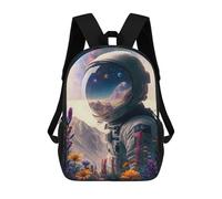 sinyumoney Sac À Dos Scolaire Pour Enfants Astronaut And Flowers Wind Sac À Dos Scolaire Pour Enfants, Style Décontracté Et Tendance, Imprimé En 3D, Amusant Et Original 17inch