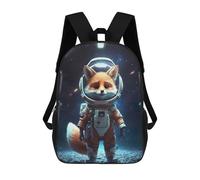 sinyumoney Sac À Dos Scolaire Pour Enfants Astronaut Fox in Space Sac À Dos Scolaire Pour Enfants, Style Décontracté Et Tendance, Imprimé En 3D, Amusant Et Original 17inch