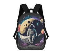 sinyumoney Sac À Dos Scolaire Pour Enfants Astronaut on The Moon Sac À Dos Décontracté Pour Les Voyages, Imprimé En 3D, Pour Garçons Et Filles, Grande Capacité 17inch