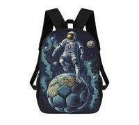 sinyumoney Sac À Dos Scolaire Pour Enfants Astronaut Playing Football Sac À Dos Tendance Pour Adolescents, Sac À Dos Décontracté Pour Garçons Et Filles, Sac D'école Imprimé En 3D 17inch