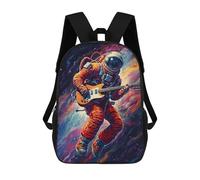 sinyumoney Sac À Dos Scolaire Pour Enfants Astronaut Playing Guitar in Space Sac À Dos Scolaire Tendance Sac À Dos De Voyage Unisexe Tendance Sac À Dos 3D Cool 17inch