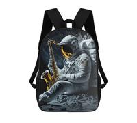 sinyumoney Sac À Dos Scolaire Pour Enfants Astronaut Playing Saxophone on The Moon Sac À Dos Scolaire Tendance Sac À Dos De Voyage Unisexe Tendance Sac À Dos 3D Cool 17inch