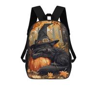 sinyumoney Sac À Dos Scolaire Pour Enfants Autumn Cat Sleeping on A Pumpkin Sac À Dos Décontracté Pour Les Voyages, Imprimé En 3D, Pour Garçons Et Filles, Grande Capacité 17inch
