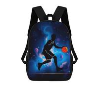 sinyumoney Sac À Dos Scolaire Pour Enfants Basketball Player in Space Sac À Dos Décontracté Pour Les Voyages, Imprimé En 3D, Pour Garçons Et Filles, Grande Capacité 17inch