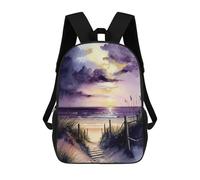 sinyumoney Sac À Dos Scolaire Pour Enfants Beach at Purple Sunset 2 Sac À Dos Scolaire Pour Enfants, Style Décontracté Et Tendance, Imprimé En 3D, Amusant Et Original 17inch