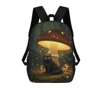 sinyumoney Sac À Dos Scolaire Pour Enfants Black Cat And Glowing Mushroom Sac À Dos Scolaire Pour Enfants, Style Décontracté Et Tendance, Imprimé En 3D, Amusant Et Original 17inch
