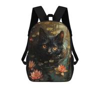sinyumoney Sac À Dos Scolaire Pour Enfants Black Cat Swimming Sac À Dos Décontracté Pour Les Voyages, Imprimé En 3D, Pour Garçons Et Filles, Grande Capacité 17inch