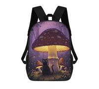 sinyumoney Sac À Dos Scolaire Pour Enfants Black Cat Under A Mushroom Sac À Dos Décontracté Pour Les Voyages, Imprimé En 3D, Pour Garçons Et Filles, Grande Capacité 17inch