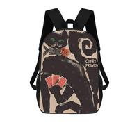 sinyumoney Sac À Dos Scolaire Pour Enfants Black Cat with Playing Cards Sac À Dos Scolaire Pour Enfants, Style Décontracté Et Tendance, Imprimé En 3D, Amusant Et Original 17inch