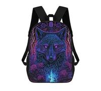 sinyumoney Sac À Dos Scolaire Pour Enfants Black Light Wolf Sac À Dos Scolaire Pour Enfants, Style Décontracté Et Tendance, Imprimé En 3D, Amusant Et Original 17inch
