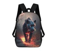 sinyumoney Sac À Dos Scolaire Pour Enfants Black Panther with Fiery Eyes Sac À Dos Décontracté Pour Les Voyages, Imprimé En 3D, Pour Garçons Et Filles, Grande Capacité 17inch