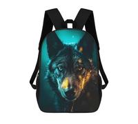 sinyumoney Sac À Dos Scolaire Pour Enfants Black Wolf in Neon Sac À Dos Décontracté Pour Les Voyages, Imprimé En 3D, Pour Garçons Et Filles, Grande Capacité 17inch