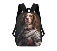 sinyumoney Sac À Dos Scolaire Pour Enfants Brittany Spaniel Dog in Armor Sac À Dos Scolaire Tendance Sac À Dos De Voyage Unisexe Tendance Sac À Dos 3D Cool 17inch