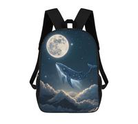 sinyumoney Sac À Dos Scolaire Pour Enfants Celestial Whale in Starry Night Sky Sac À Dos Décontracté Pour Les Voyages, Imprimé En 3D, Pour Garçons Et Filles, Grande Capacité 17inch