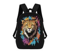 sinyumoney Sac À Dos Scolaire Pour Enfants Cheetah Head Graffiti Sac À Dos Décontracté Pour Les Voyages, Imprimé En 3D, Pour Garçons Et Filles, Grande Capacité 17inch
