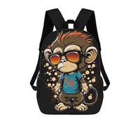 sinyumoney Sac À Dos Scolaire Pour Enfants Chill Monkey -14 Sac À Dos Scolaire Tendance Sac À Dos De Voyage Unisexe Tendance Sac À Dos 3D Cool 17inch